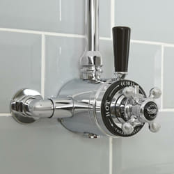 Hudson Reed - Elizabeth - Kit de douche rétro - Mitigeur de douche thermostatique rétro exposé - Chromé et noir