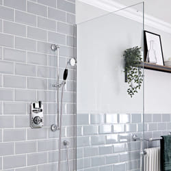 Elizabeth - Kit de douche rétro - Mitigeur thermostatique à une fonction et kit douchette sur rampe avec douchette&44 flexible&44 rampe et raccord