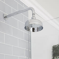 Hudson Reed - Elizabeth - Pommeau de douche pluie rond fixe rétro 15 cm avec bras mural - Chromé