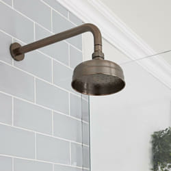 Hudson Reed - Elizabeth - Pommeau de douche pluie rond fixe rétro 15 cm avec bras mural - Bronze huilé
