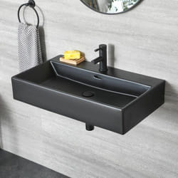 Hudson Reed - Nox - Lavabo Suspendu Rectangulaire Noir - 75cm x 42cm