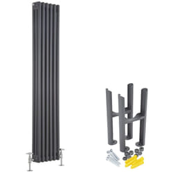 Windsor - Radiateur Rétro Vertical Triple Rang - Anthracite - 180cm x 29.3cm - Hudson Reed