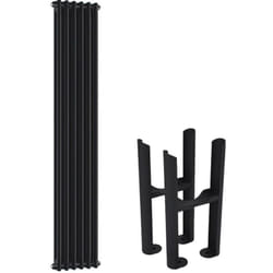 Windsor - Radiateur Rétro Vertical Double Rang - Noir - 180cm x 29.3cm - Hudson Reed