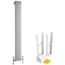 Hudson Reed - Windsor - Radiateur Rétro Vertical Double Rang - Blanc - 150cm x 20cm