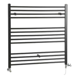 Nox - Sèche-Serviettes Design Mixte Moderne Plat - Noir - 100 cm x 100 cm - Hudson Reed