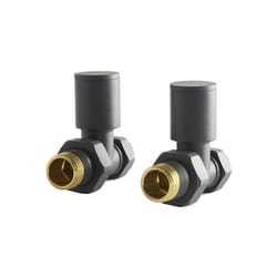 Hudson Reed - Robinets de Radiateur Droits (Lot de 2) - Charbon Noir