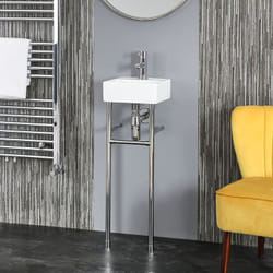 Hallwell - Lavabo sur Pieds avec 1 Trou - 28cm x 28cm - Chromé - Hudson Reed