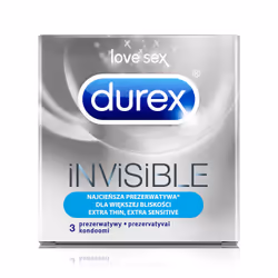 Durex Invisible, Préservatif masculin, Transparent, Latex, Extra sensation, 52 mm, 3 pièce(s)