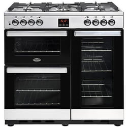 Belling Cookcentre 90DFT Cuisinière Gaz Noir, Acier inoxydable