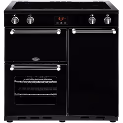 Belling PKENS90EIBLK, Cuisinière, Noir, Rotatif, Tactile, Devant, émail, Plaque avec zone à induction