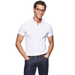 Polo Hackett London Amr Cut Lines - Blanc - Homme - Slim - Manches courtes - Col polo