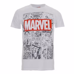 T-Shirt Homme Marvel Comics - Motif Bande Dessinée Monochrome - Blanc