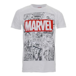 T-Shirt Homme Marvel Comics - Motif Bande Dessinée Monochrome - Blanc