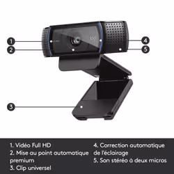 Logitech Hd Pro C920 webcam 3 MP 1920 x 1080 pixels USB 2.0 Noir - Vue supplémentaire 6