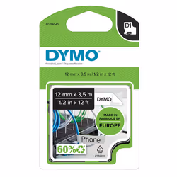 DYMO D1 - Durable Étiquettes - Noir sur blanc - 12mm x 5.5m, Noir sur blanc, Nylon, Belgique, -40 - 60 °C, DYMO, LabelManager