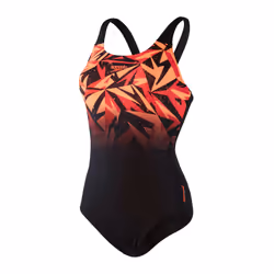 Maillot de bain 1 pièce femme Speedo Eco+ H-Boom Placem Muscleb - Noir/Rouge - Taille 38