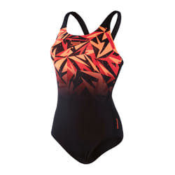 Maillot de bain 1 pièce femme Speedo Eco+ H-Boom Placem Muscleb - Noir/Rouge - Taille 38