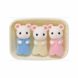 Sylvanian Families Les triplés souris marshmallow, 3 an(s), Multicolore, Polyvinyl chloride (PVC), Polystyrène, HIPS