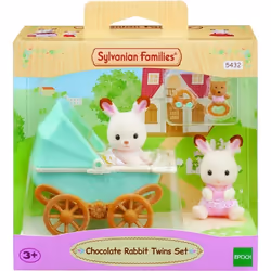 Sylvanian Families Les jumeaux Lapin Chocolat et poussette double, 3 an(s), Garçon/Fille, 50 g, Multicolore