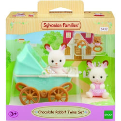 Sylvanian Families Les jumeaux Lapin Chocolat et poussette double