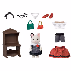Sylvanian Families La valisette de mode et grande sœur chat bicolore