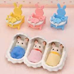 Sylvanian Families Les triplés Lapin Chocolat et accessoires puériculture, 3 an(s), Multicolore, Polyvinyl chloride (PVC)
