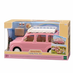 Sylvanian Families Le monospace rose et set de pique-nique, Voiture et ville, 3 an(s), Multicolore, Polyvinyl chloride (PVC)