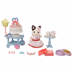 Sylvanian Families La fille chat bicolore et son goûter d’anniversaire