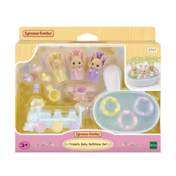 Sylvanian Families Les triplés Lapin Crème et accessoires de bain