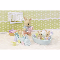 Sylvanian Families Les triplés Lapin Crème et accessoires de bain - Vue supplémentaire 9