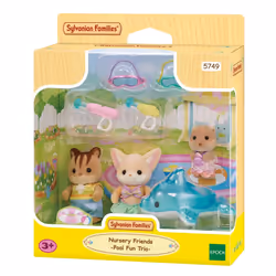 Sylvanian Families Le trio des bébés à la piscine, 3 an(s), Multicolore, Polyvinyl chloride (PVC)