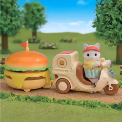 Sylvanian Families Le Stand de Hamburgers Coffret Scooter et Figurine Chat Latté - Vue supplémentaire 7