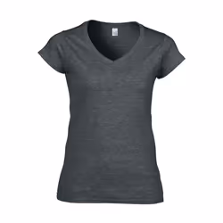 Gildan - T-shirt à manches courtes et col en V - Femme (Gris sombre chiné)