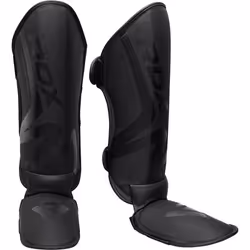 Protège-tibia RDX T15 en cuir PU noir pour boxe et kick-boxing - Adulte - Mixte