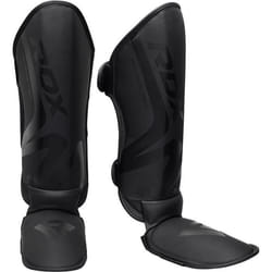 Protège-tibia RDX T15 en cuir PU noir pour boxe et kick-boxing - Adulte - Mixte