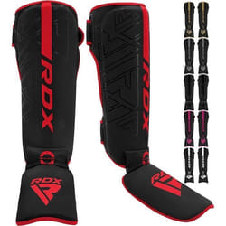 RDX Protège Tibia Boxe Thai Kick Boxing Arts Martiaux MMA Dentraînement Maya Hide Cuir Kara Protege Tibia Muay Thai Rouge