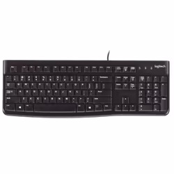Logitech Keyboard K120 for Business, Taille réelle (100 %), Avec fil, USB, QWERTY, Noir