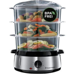 Cuiseur Vapeur - Russell Hobbs - 800 W - Argenté - 3 paniers vapeurs - Minuteur 60 min