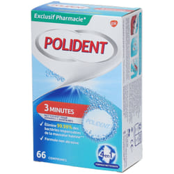Polident Comprimés Nettoyants 3 Minutes 66 comprimés