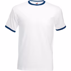 Fruit Of The Loom -T-shirt à manches courtes - Homme (Blanc/ Bleu marine)
