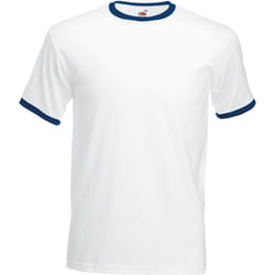 Fruit Of The Loom -T-shirt à manches courtes - Homme (Blanc/ Bleu marine)