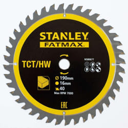 Stanley STA13365-XJ Lame de scie à onglet TCT 190 x 16 mm 40T Bois