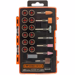 description Jeu de 42 pièces pour l’outil multifonction rotatif : 13 bandes abrasives Ø12,7 mm, 6 meules avec queue de 3,17 m ...