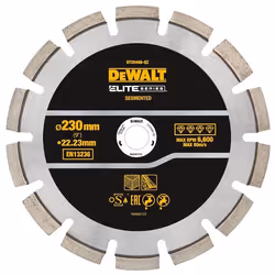 DeWALT DT20466-QZ, Lame diamant à rebord segmenté, Coupage humide, Asphalte, Béton, 23 cm, 267 mm, 10 mm