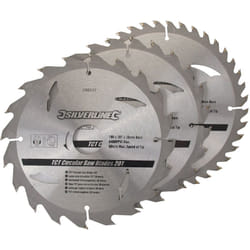 Silverline - Lames tct pour scie circulaire (20, 24 et 40 dents) - 3 pcs 180 x 30 mm - bague de réduction 20 ,16 mm