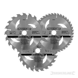 Scie circulaire TCT - SILVERLINE - Pack de 3 lames pour bois dur et souple - 24 40 et 48 dents