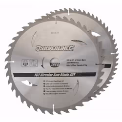 Lot de 2 lames SILVERLINE TCT Ø250 mm Alésage 30 mm - 40 et 60 dents - 991704