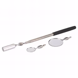 Embout aimanté/miroirs d'inspection à manche télescopique. Comprend tête magnétique, miroir standard et miroir grossissant. P ...