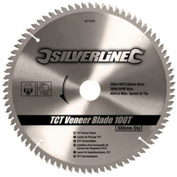 Lame TCT pour placages, 100 dents 300 x 30 mm, bagues de 16, 20 et 25 mm