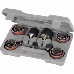5 Tailles - 13, 19, 25, 38 et 50 mm. 20 manchons de ponçage fournis (4 de chaque taille), 5 broches-supports caoutchouc (1 de ...